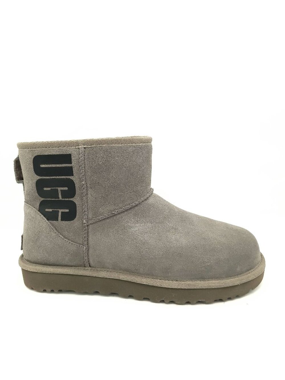 UGG Classic Mini Logo Boots Gray Suede Warm Cozy Shearling Classic Womens 11